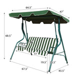 3 Person Porch Swing Outdoor Patio Canopy Swing Chair Swing Glider Hammock with Removable Cushions & Powder-Coated Steel Frame