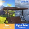 Outdoor Converting Swing Canopy Hammock 3-Seat Porch Swing Glider Chair with  & Adjustable Tilt Canopy, Seat & Back Cushions