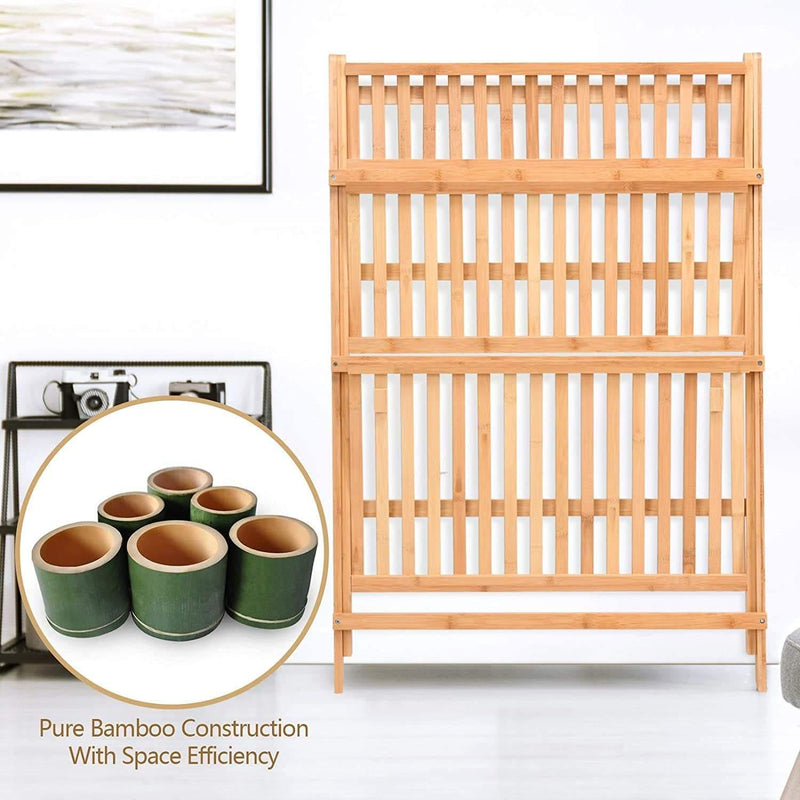 3 Tier Folding Bamboo Plant Stand Organizer Storage Shelving - Bestoutdor