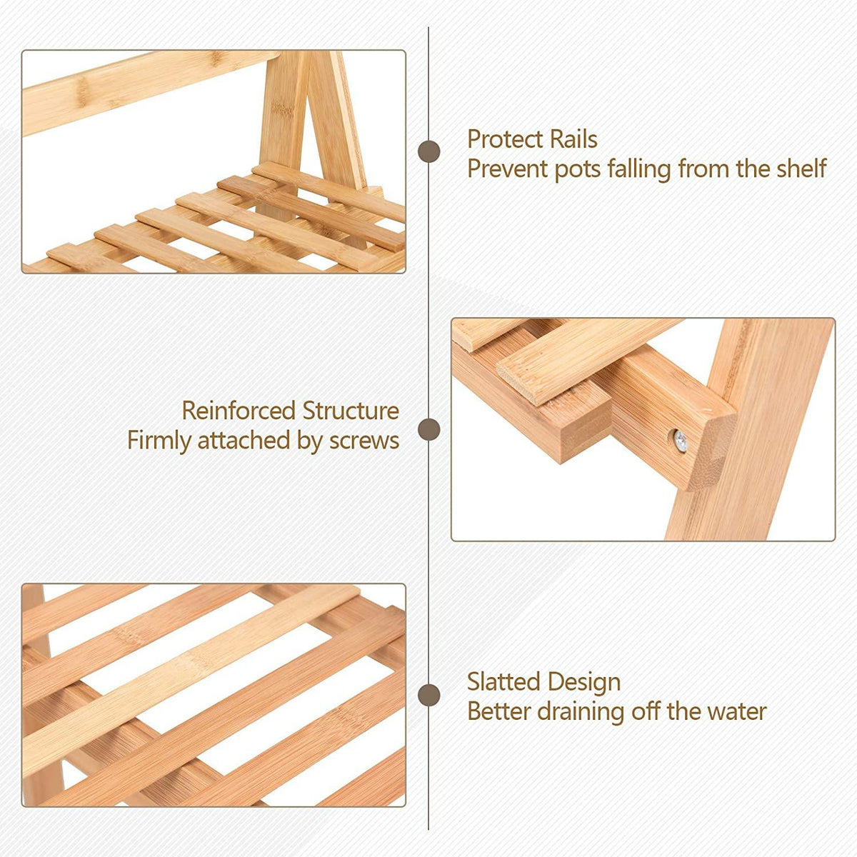 3 Tier Folding Bamboo Plant Stand Organizer Storage Shelving - Bestoutdor