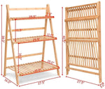 3 Tier Folding Bamboo Plant Stand Organizer Storage Shelving - Bestoutdor