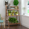 3 Tier Folding Bamboo Plant Stand Organizer Storage Shelving - Bestoutdor