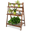 3 Tier Folding Bamboo Plant Stand Organizer Storage Shelving - Bestoutdor