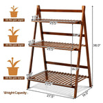 3 Tier Folding Bamboo Plant Stand Organizer Storage Shelving - Bestoutdor