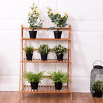 3 Tier Folding Bamboo Plant Stand Organizer Storage Shelving - Bestoutdor