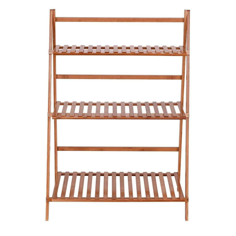 3 Tier Folding Bamboo Plant Stand Organizer Storage Shelving - Bestoutdor