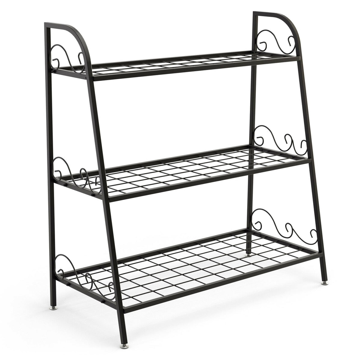 3 Tier Metal Plant Stand Flower Pots Holder with Adjustable Feet