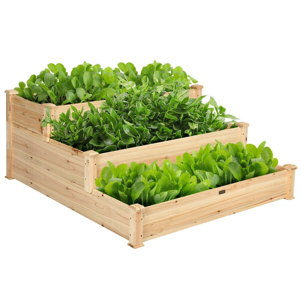 3-Tier Raised Garden Bed, Fir Wood Elevated Planter Box with 3 Dividable Bed Kit, Stackable Outdoor Above Ground Garden for Vegetables Herbs Flowers