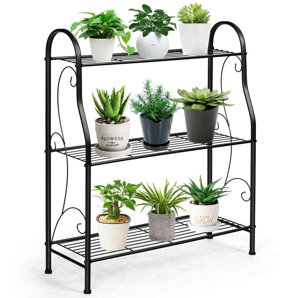 3 Tier Scrollwork Design Metal Garden Plant Stand - Bestoutdor