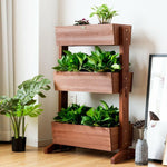 3 Tier Vertical Freestanding Raised Garden Bed Wooden Flower Rack - Bestoutdor