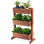 3 Tier Vertical Freestanding Raised Garden Bed Wooden Flower Rack - Bestoutdor