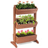 3 Tier Vertical Freestanding Raised Garden Bed Wooden Flower Rack - Bestoutdor