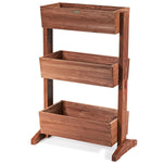 3 Tier Vertical Freestanding Raised Garden Bed Wooden Flower Rack - Bestoutdor