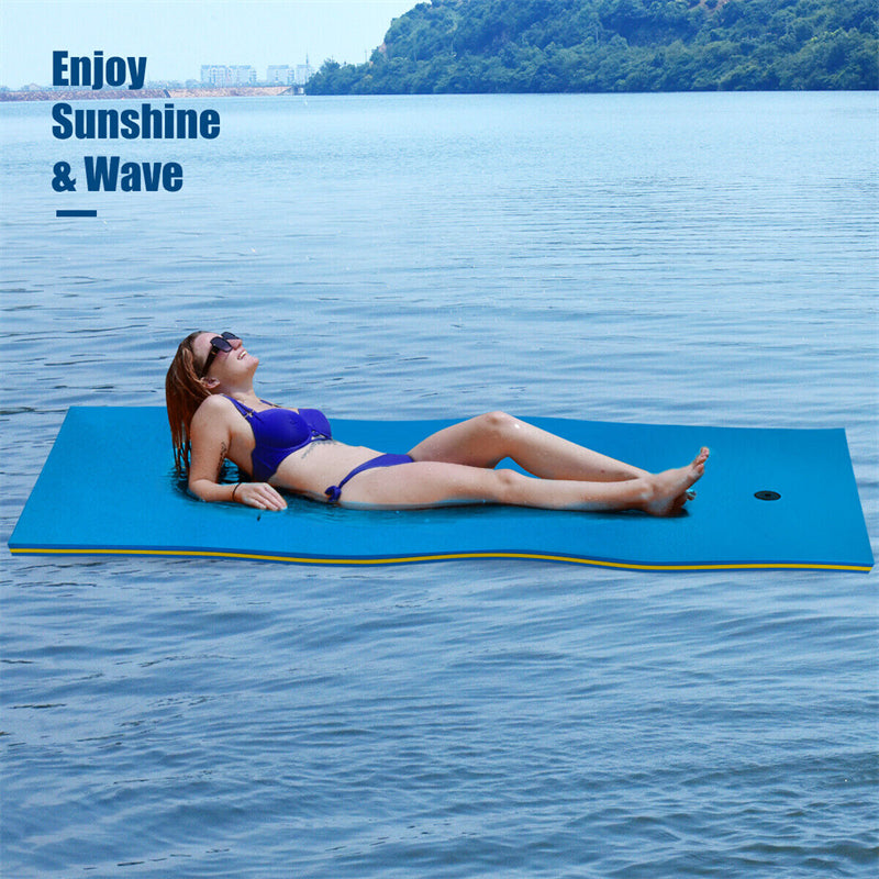 Floating Water Pad 3-Layer Tear Resistant XPE Foam Water Mat 87" x 36" Foam Pool Float with Rolling Pillow Design for Lake Water Activities