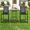 3 Piece Patio Bar Set Outdoor Bar Height Bistro Set with 2 Bar Chairs & Tempered Glass Top Bar Table for Backyard Garden Lawn