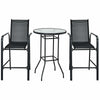 3 Piece Patio Bar Set Outdoor Bar Height Bistro Set with 2 Bar Chairs & Tempered Glass Top Bar Table for Backyard Garden Lawn