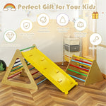 3 in 1 Pikler Triangle Climber Wooden Toddler Climbing Ladder Kids Montessori Play Gym Set Ladder Climber with Sliding Ramp