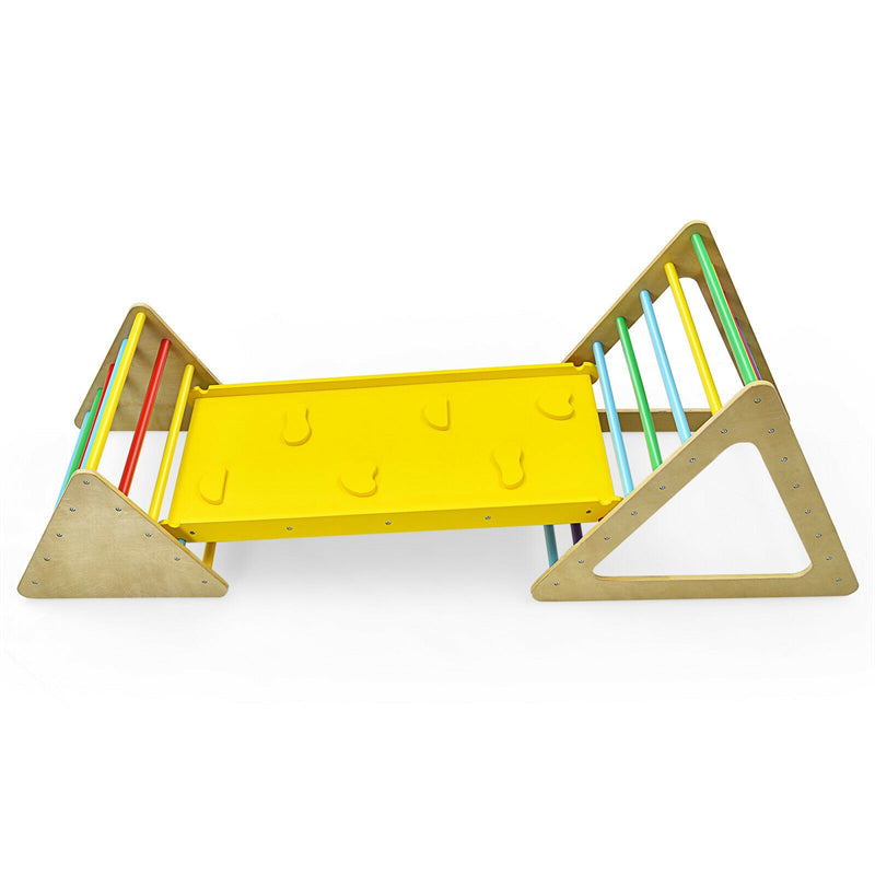 3 in 1 Pikler Triangle Climber Wooden Toddler Climbing Ladder Kids Montessori Play Gym Set Ladder Climber with Sliding Ramp