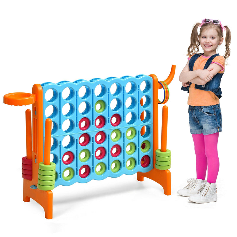 4-in-A-Row Giant Game Set 4-to-Score Lawn Game Set with Basketball Hoop