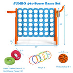 4-in-A-Row Giant Game Set 4-to-Score Lawn Game Set with Basketball Hoop