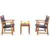 3 Piece Patio Acacia Wood Bistro Set Outdoor Rattan Conversation Chair Set with Side Table for Garden