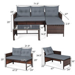 Bestoutdor 3 Pcs Outdoor PE Rattan Furniture Set Corner Sofa Set