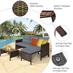 Bestoutdor 3 Pcs Outdoor PE Rattan Furniture Set Corner Sofa Set