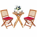 3PCS Patio Bistro Set Acacia Wood Folding Bistro Table Chair Set with Padded Cushions for Outdoor Garden Yard