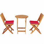 3PCS Patio Bistro Set Acacia Wood Folding Bistro Table Chair Set with Padded Cushions for Outdoor Garden Yard