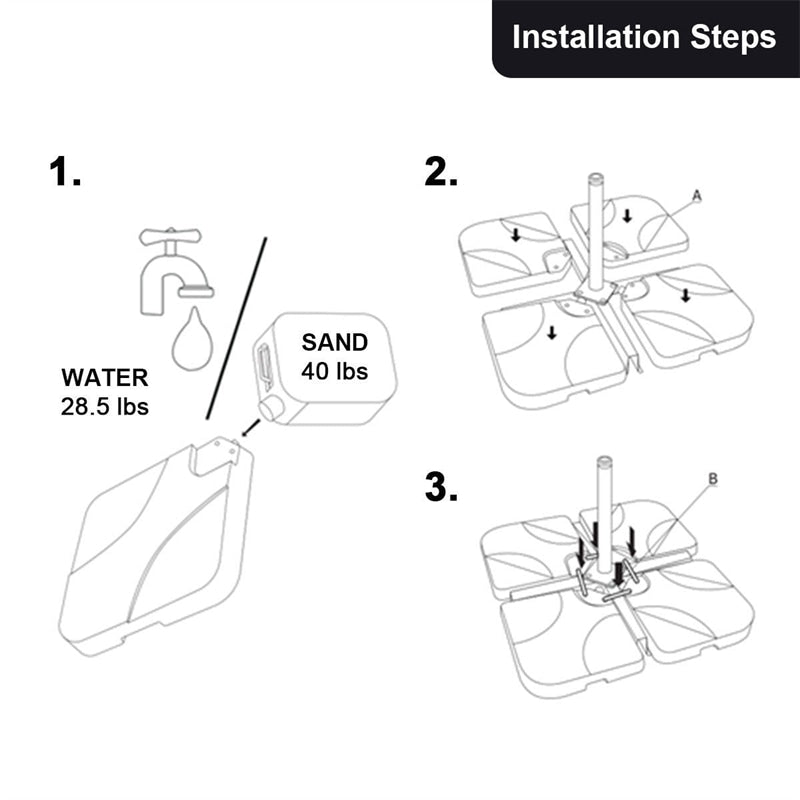 4-Piece Cantilever Umbrella Base Square Outdoor Umbrella Weights Base