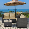 4-Piece Rattan Patio Furniture Set Outdoor Wicker Conversation Set with Storage Box, Coffee Table & Waterproof Cover