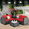 4-Piece Rattan Patio Furniture Set Outdoor Wicker Conversation Set with Storage Box, Coffee Table & Waterproof Cover