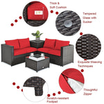 4-Piece Rattan Patio Furniture Set Outdoor Wicker Conversation Set with Storage Box, Coffee Table & Waterproof Cover