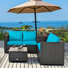 4-Piece Rattan Patio Furniture Set Outdoor Wicker Conversation Set with Storage Box, Coffee Table & Waterproof Cover