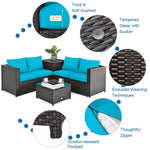 4-Piece Rattan Patio Furniture Set Outdoor Wicker Conversation Set with Storage Box, Coffee Table & Waterproof Cover