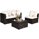 4-Piece Outdoor Wicker Sectional Sofa Set Rattan Patio Conversation Set with Cushions