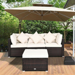 4-Piece Outdoor Wicker Sectional Sofa Set Rattan Patio Conversation Set with Cushions