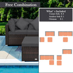 4-Piece Outdoor Wicker Sectional Sofa Set Rattan Patio Conversation Set with Cushions