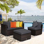 4-Piece Outdoor Wicker Sectional Sofa Set Rattan Patio Conversation Set with Cushions