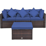 4-Piece Outdoor Wicker Sectional Sofa Set Rattan Patio Conversation Set with Cushions