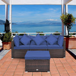 4-Piece Outdoor Wicker Sectional Sofa Set Rattan Patio Conversation Set with Cushions