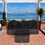 4-Piece Outdoor Wicker Sectional Sofa Set Rattan Patio Conversation Set with Cushions