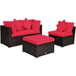 4-Piece Outdoor Wicker Sectional Sofa Set Rattan Patio Conversation Set with Cushions