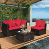 4-Piece Outdoor Wicker Sectional Sofa Set Rattan Patio Conversation Set with Cushions