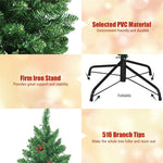 4.5FT Pre-Lit Christmas Tree Hinged Artificial Xmas Tree with 300 LED Lights & Metal Stand