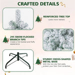 4.5FT Snow Flocked Christmas Tree Pre-Lit Hinged Artificial Tree with 150 LED Lights, 295 PVC Branch Tips & Folding Metal Stand for Holiday Decor