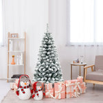 4.5FT Unlit Hinged Snow-flocked Artificial Pencil Christmas Tree with 242 Branch Tips