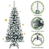 4.5FT Unlit Hinged Snow-flocked Artificial Pencil Christmas Tree with 242 Branch Tips