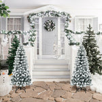 4.5FT Unlit Hinged Snow-flocked Artificial Pencil Christmas Tree with 242 Branch Tips