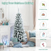 4.5ft Snow Flocked Pencil Christmas Tree Hinged Artificial Slim Xmas Tree with 373 Branch Tips & Metal Stand